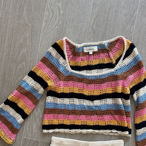 L Space Striped Crochet Top and Shorts Set - Picture 3 of 4